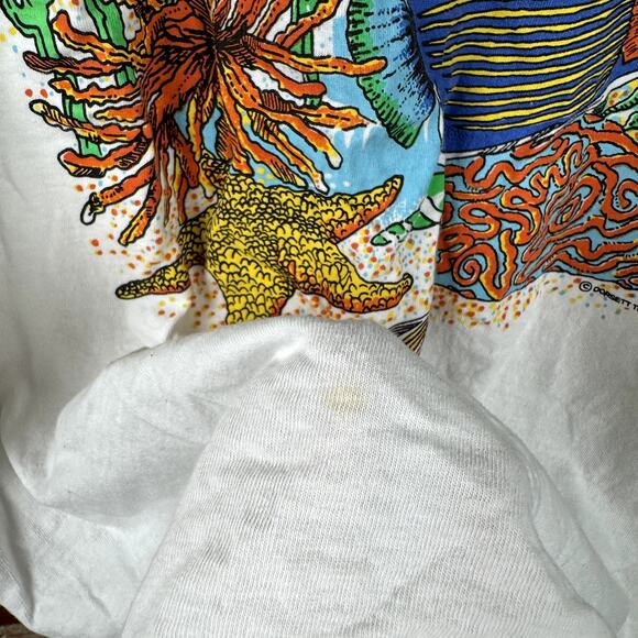 Vintage Bahama Shirt Size Large White Single Stitch Tropical Fish Reef Ocean 90s - Picture 6 of 7